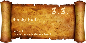 Bondy Bod névjegykártya